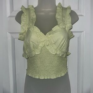 Topshop Light Green Ruffled Top